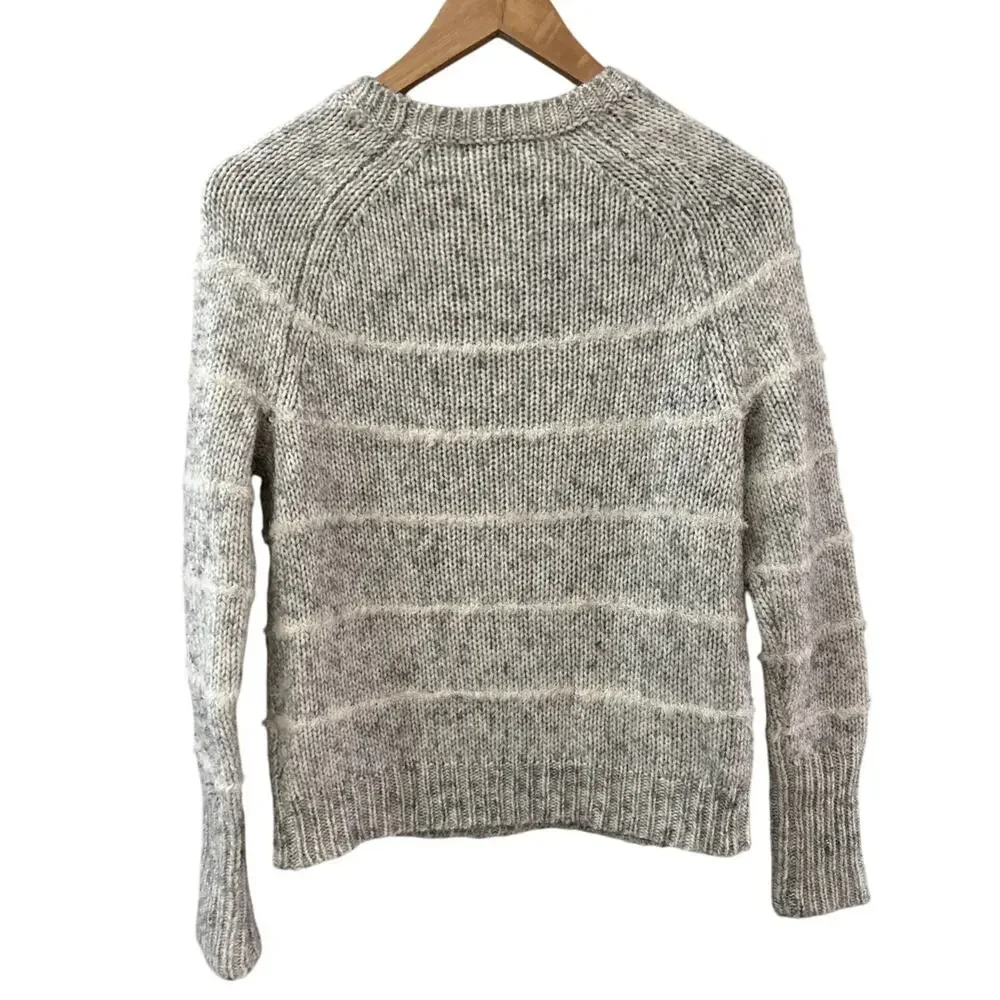 J. Crew Wool‎ Knit Crew Neck Wool Sweater Stripe Gray Size XS